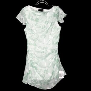 ASOS‎ DESIGN Asymmetric neck mini dress green floral Size 8 Fairy Mint fairycore